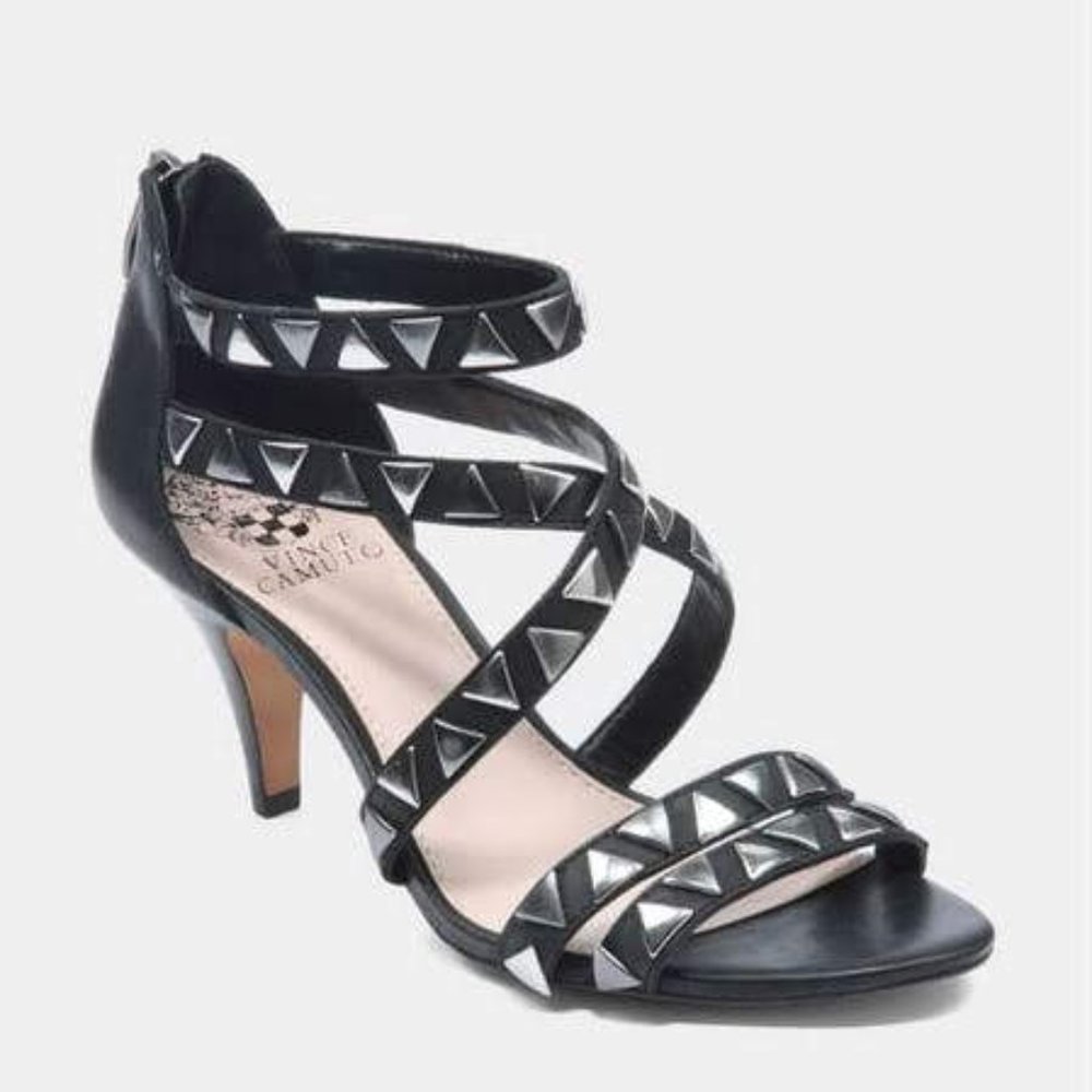 NWOB Vince Camuto Mikal Black Studded Heels Sz 8.5